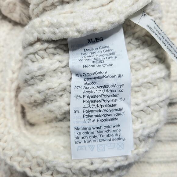 J. Crew Marled Donegal Mock Neck Sweater Ivory White Cotton Blend Relaxed XL - Picture 8 of 8